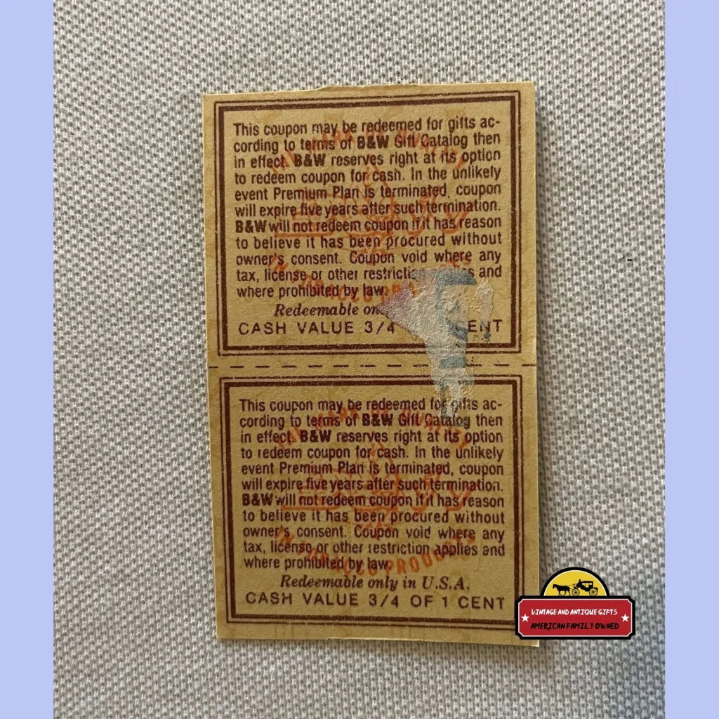 Two vintage tobacco coupons Brown from the 60s 70s Raleigh Tobacco collectible items