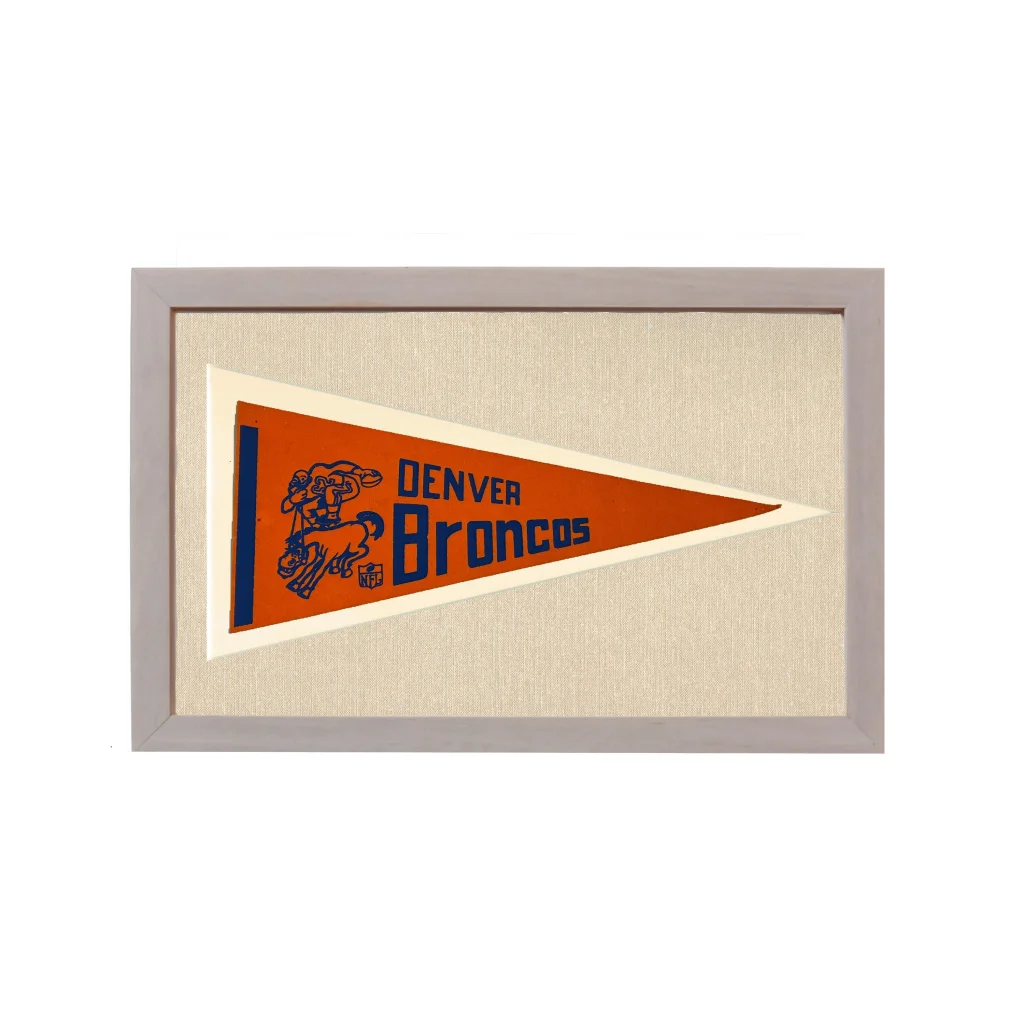 Vintage Denver Broncos Pennant | 1950s Wool Felt Pennant Framed Display | vintageantiquesgifts.com