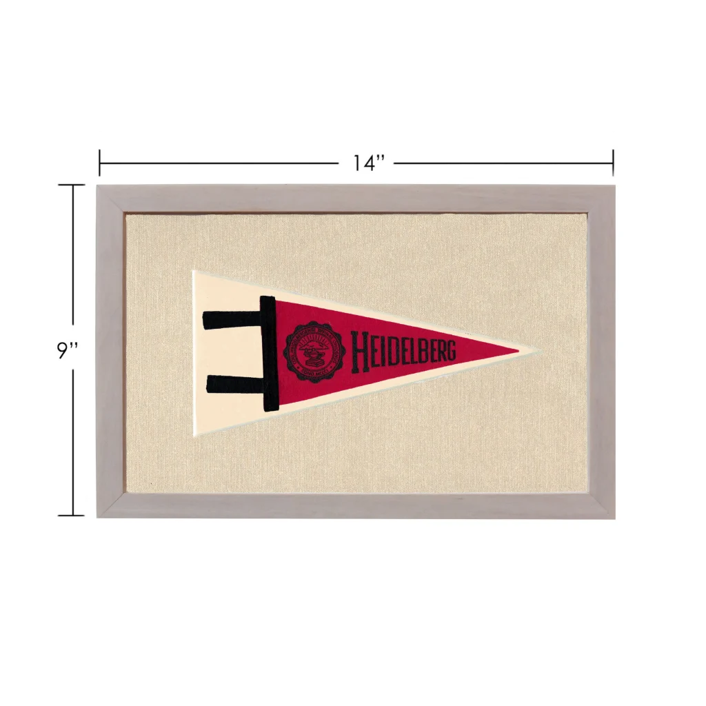 Vintage Heidelberg University pennant framed in red and cream