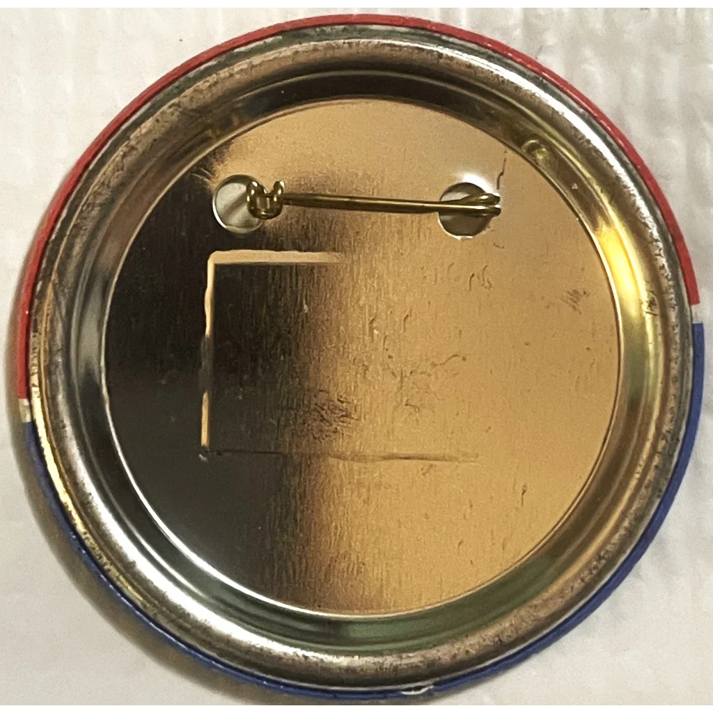 Circular gold and red Moon Pin Pinback celebrating Apollo NASA’s 1969 Lunar Landing