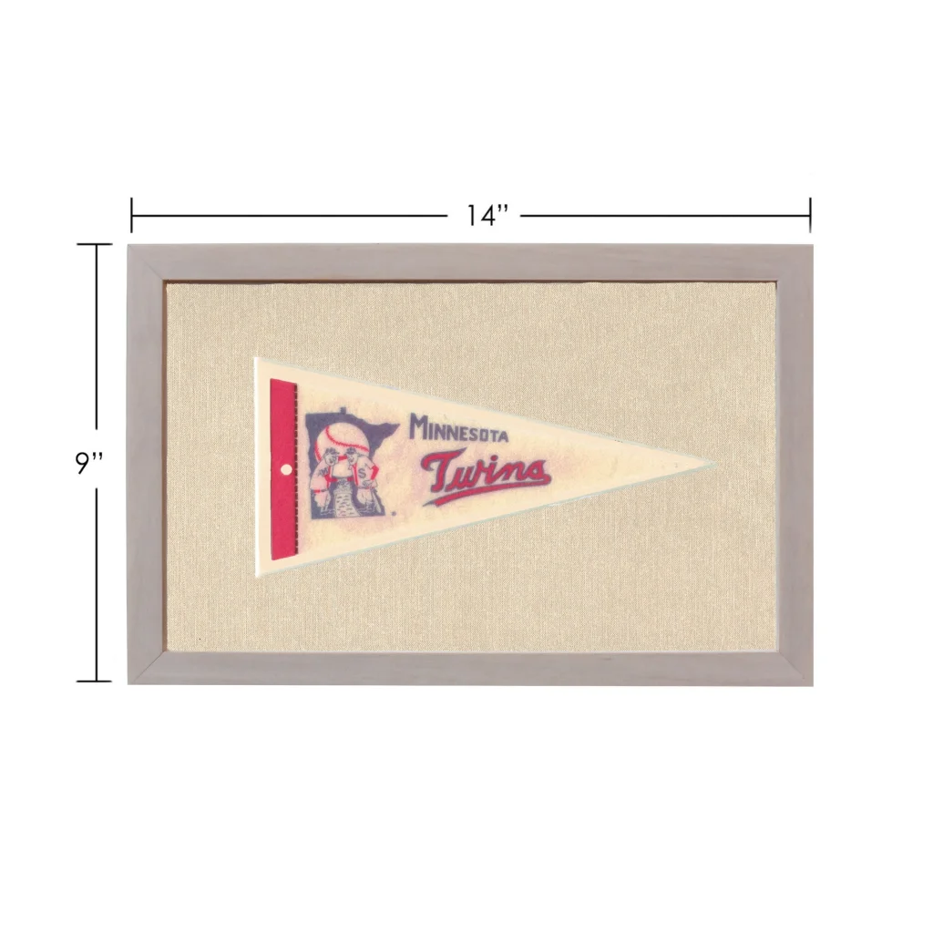 Vintage Minnesota Twins pennant in cream with red stripe and blue lettering