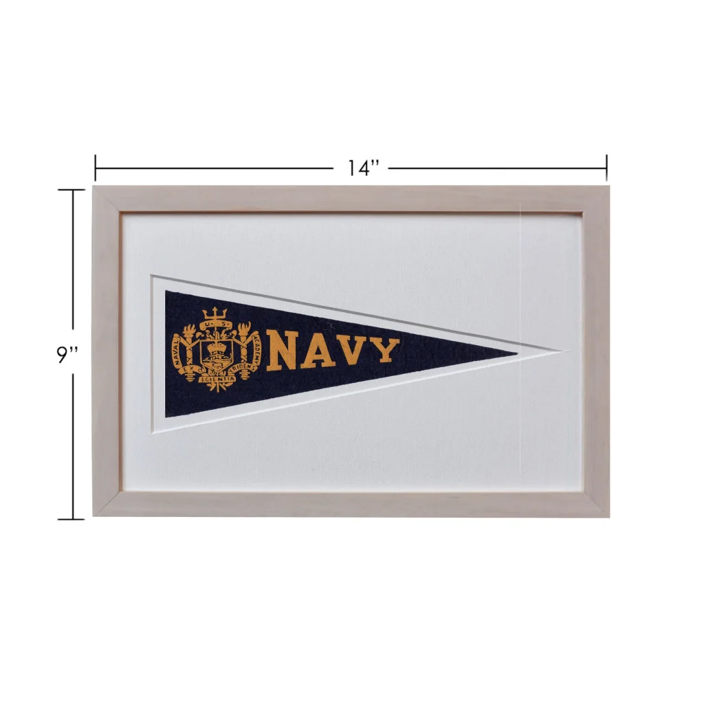 Vintage navy wool felt Hormel pennant with gold lettering