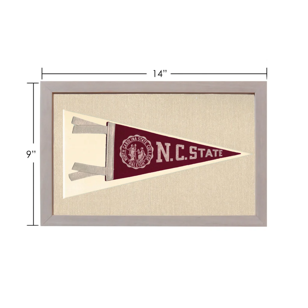 Vintage NC State pennant in maroon and cream design