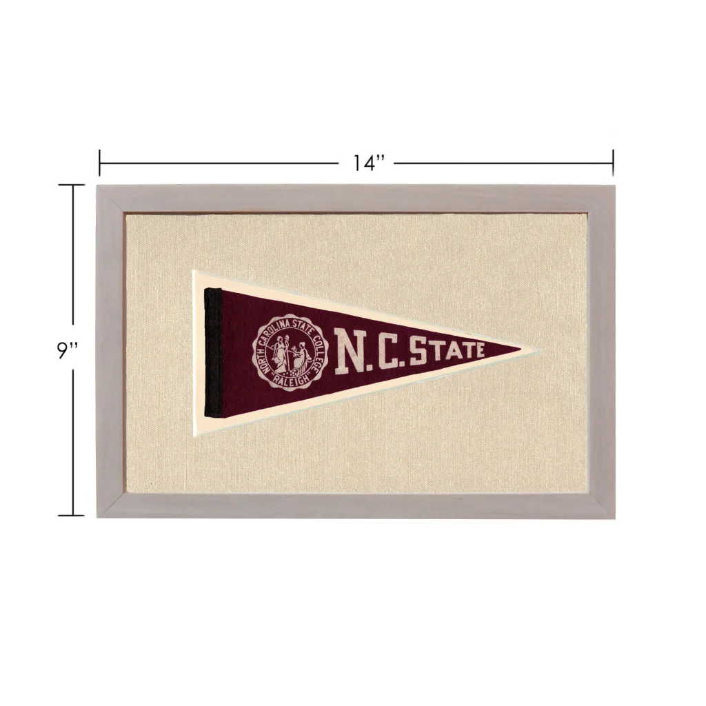 Vintage NC State pennant in maroon and cream
