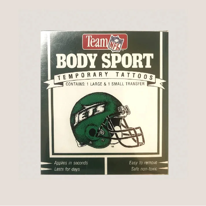 Vintage New York Jets temporary tattoos with a vintage 1990s NFL style excellent gift