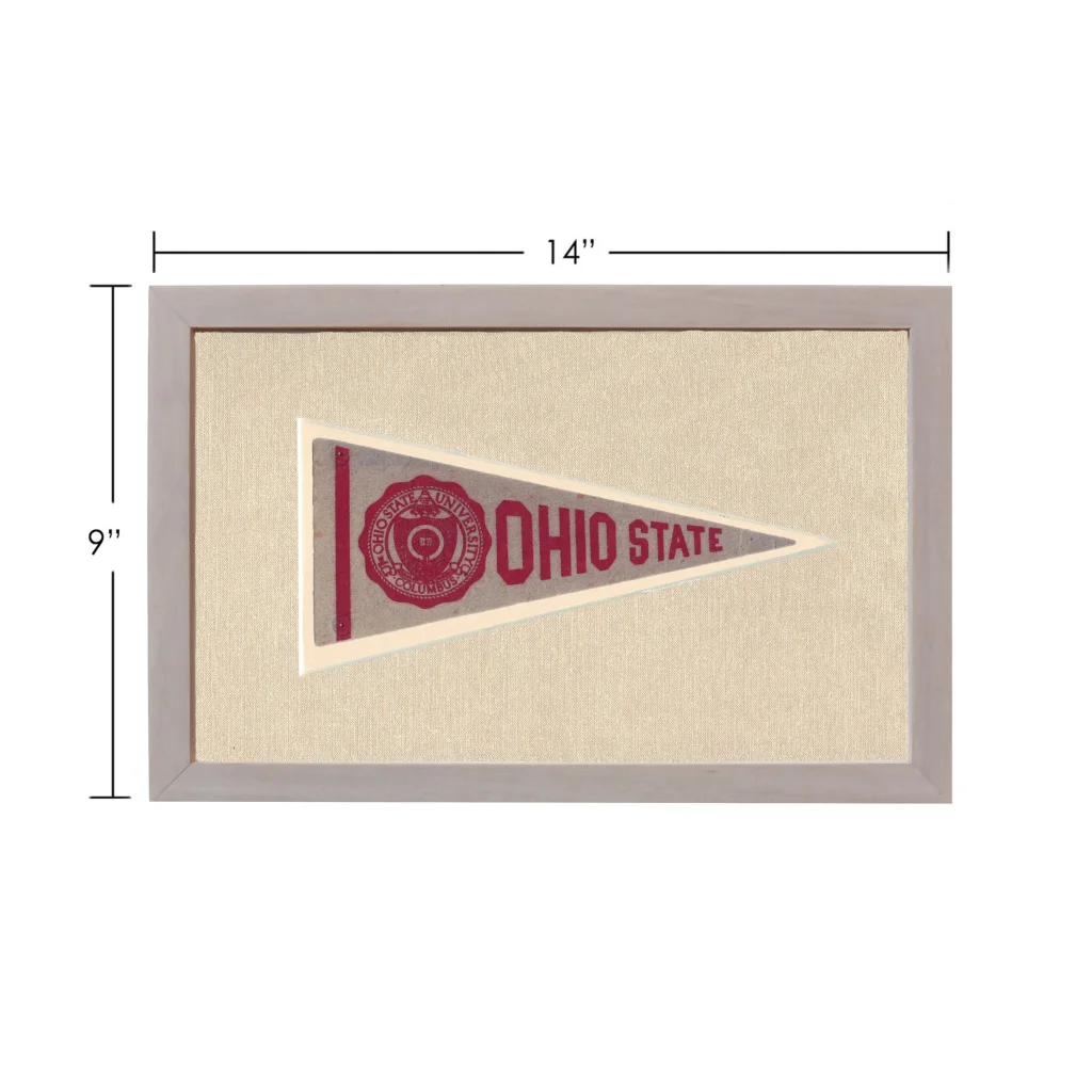 Vintage Ohio State pennant in red and cream with university emblem