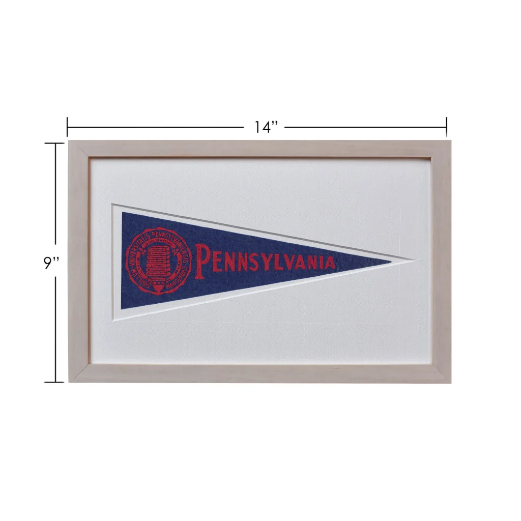 Vintage wool felt Pennsylvania pennant framed 14 inches