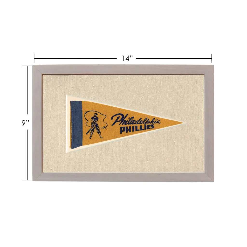 Vintage Philadelphia Phillies pennant with yellow navy blue design