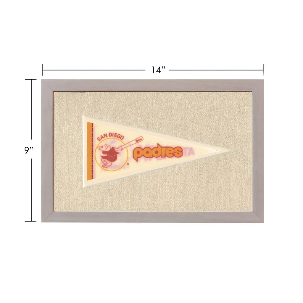 Vintage San Diego Padres pennant in cream with orange red lettering