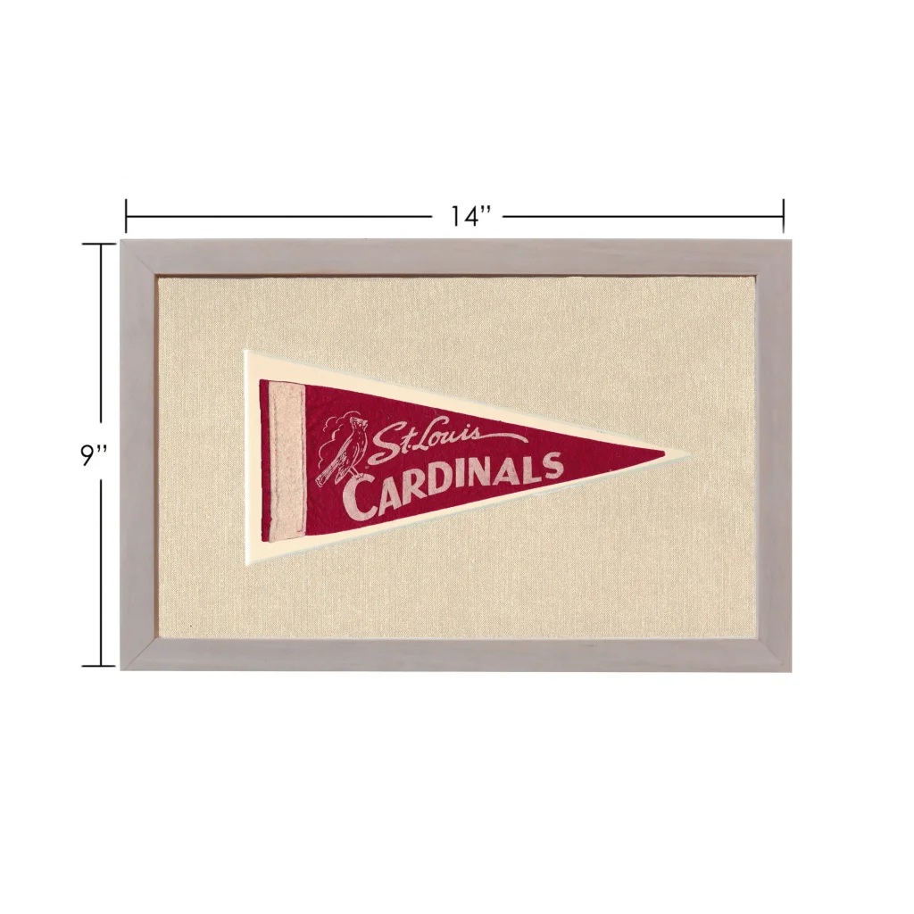 Vintage St. Louis Cardinals pennant in framed display