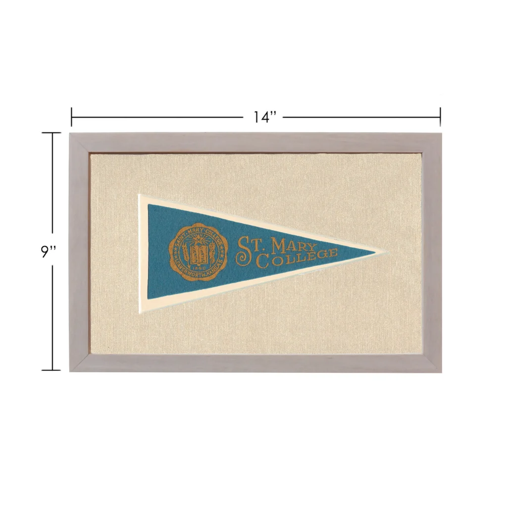 Vintage St Mary College pennant in framed display