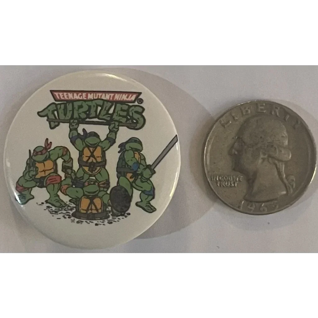 Circular button with Teenage Mutant Ninja Turtles cartoon characters for fans of ninja turtles