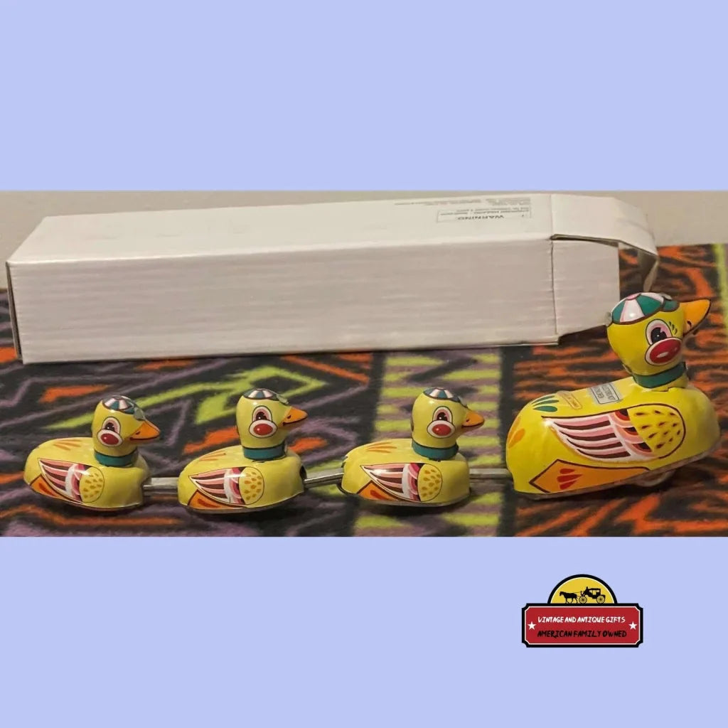 Vintage Tin Wind Up Duck Collectible Toy Unopened In Box! Mother 3 Ducklings 1970s - 1980s Advertisements and Antique
