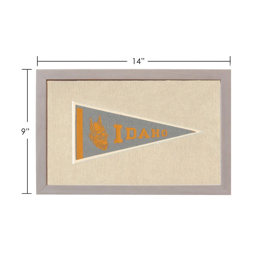Vintage University of Idaho pennant framed on beige backing
