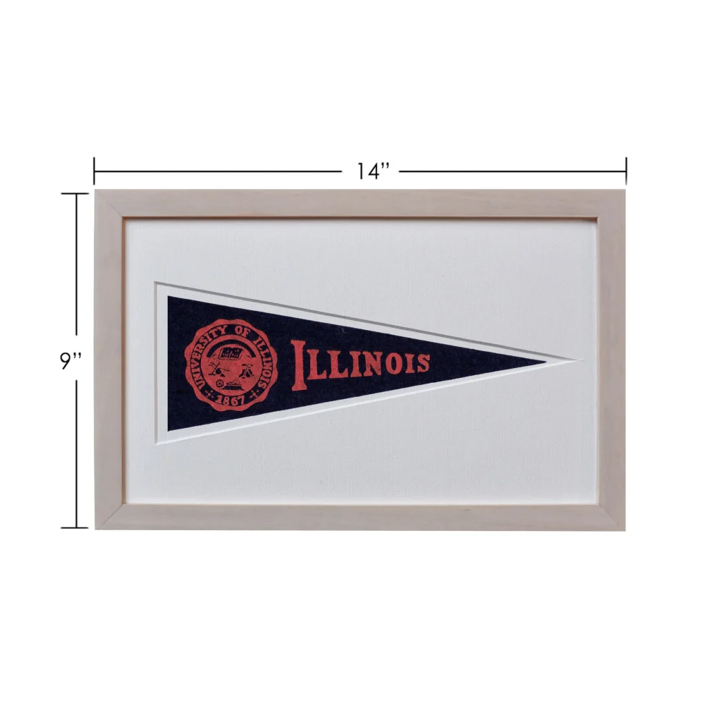 Vintage University of Illinois Hormel pennant in wool felt, 14-inch framed
