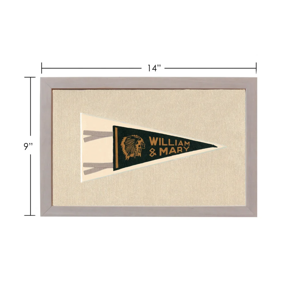 Vintage William & Mary College pennant with indigenous chief design