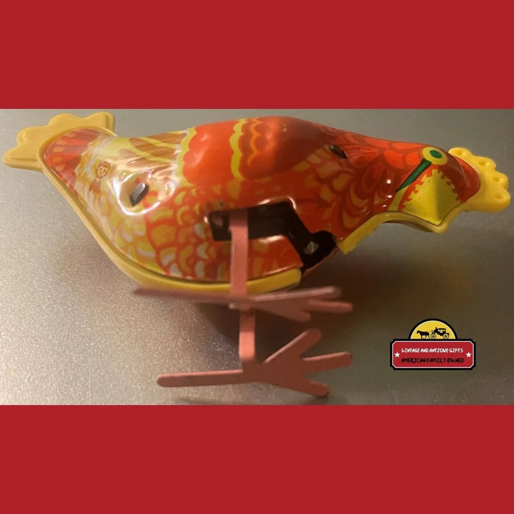 Vintage Tin Wind Up Pecking Chicken Collectible Toy In Box 1970s - 1980s Advertisements and Antique Gifts Home page