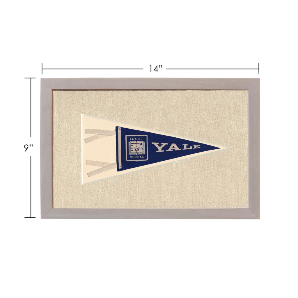 Vintage Yale University pennant in navy blue and cream with Lux et Veritas motto