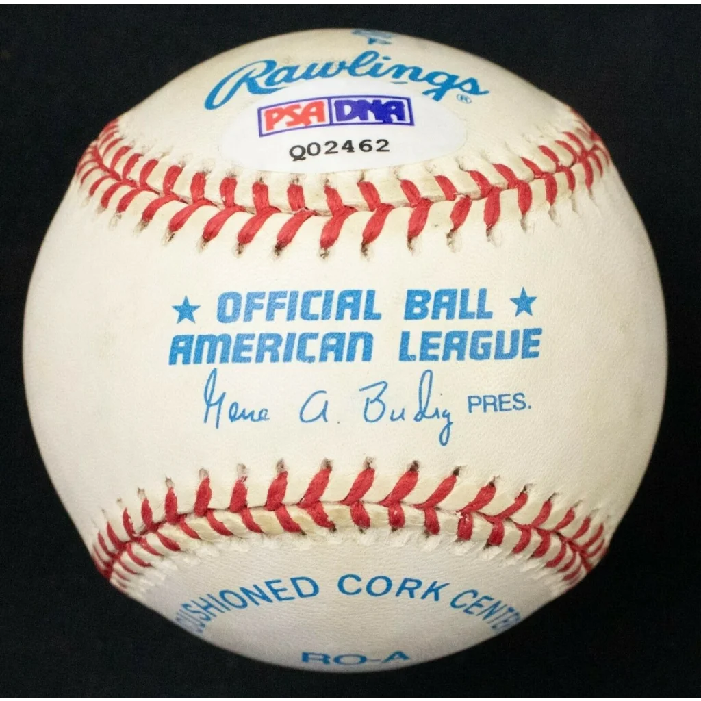 Vintage Wally Hood signed OAL baseball with red stitching and blue text