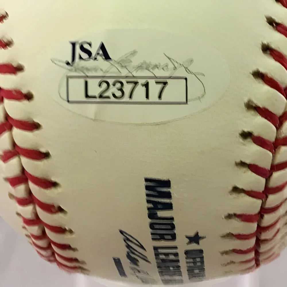 Whitey Ford autographed MLB baseball with red stitching and JSA logo