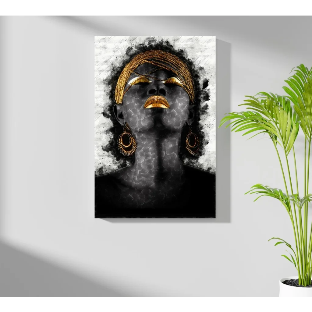 Golden Queen black and gold abstract woman on Insigne aluminum print
