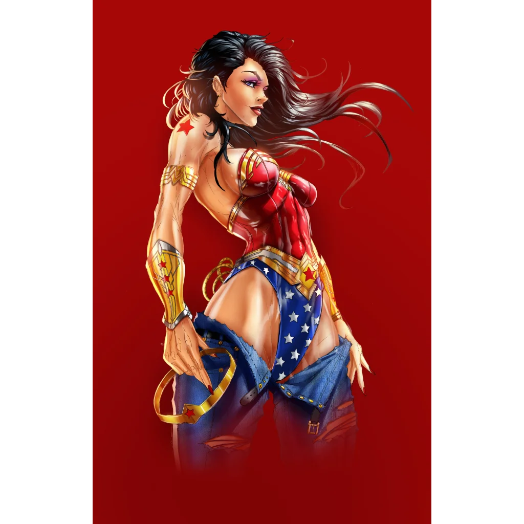 Wonder Woman brushed aluminum print ready to hang