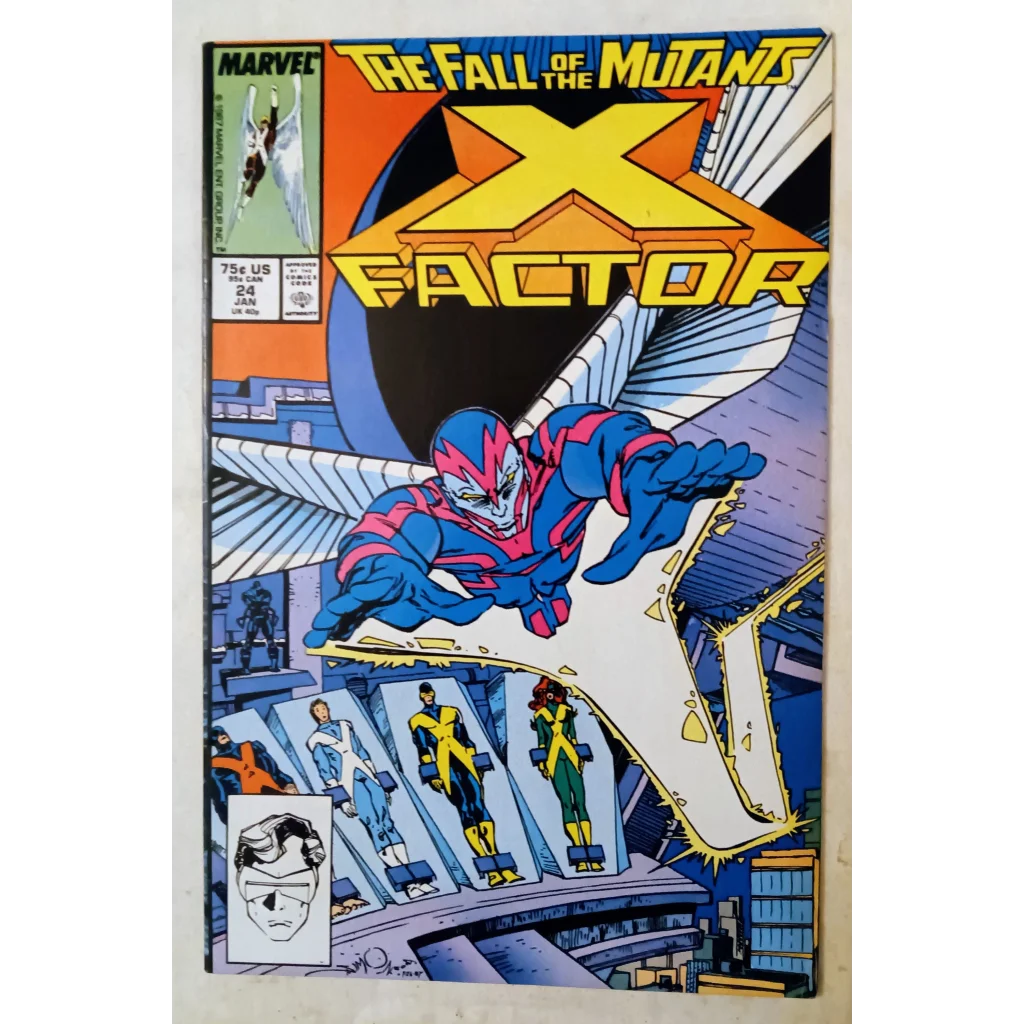 X-Factor #24 Marvel Comics: Blue Red Superhero Archangel in Flight 1988