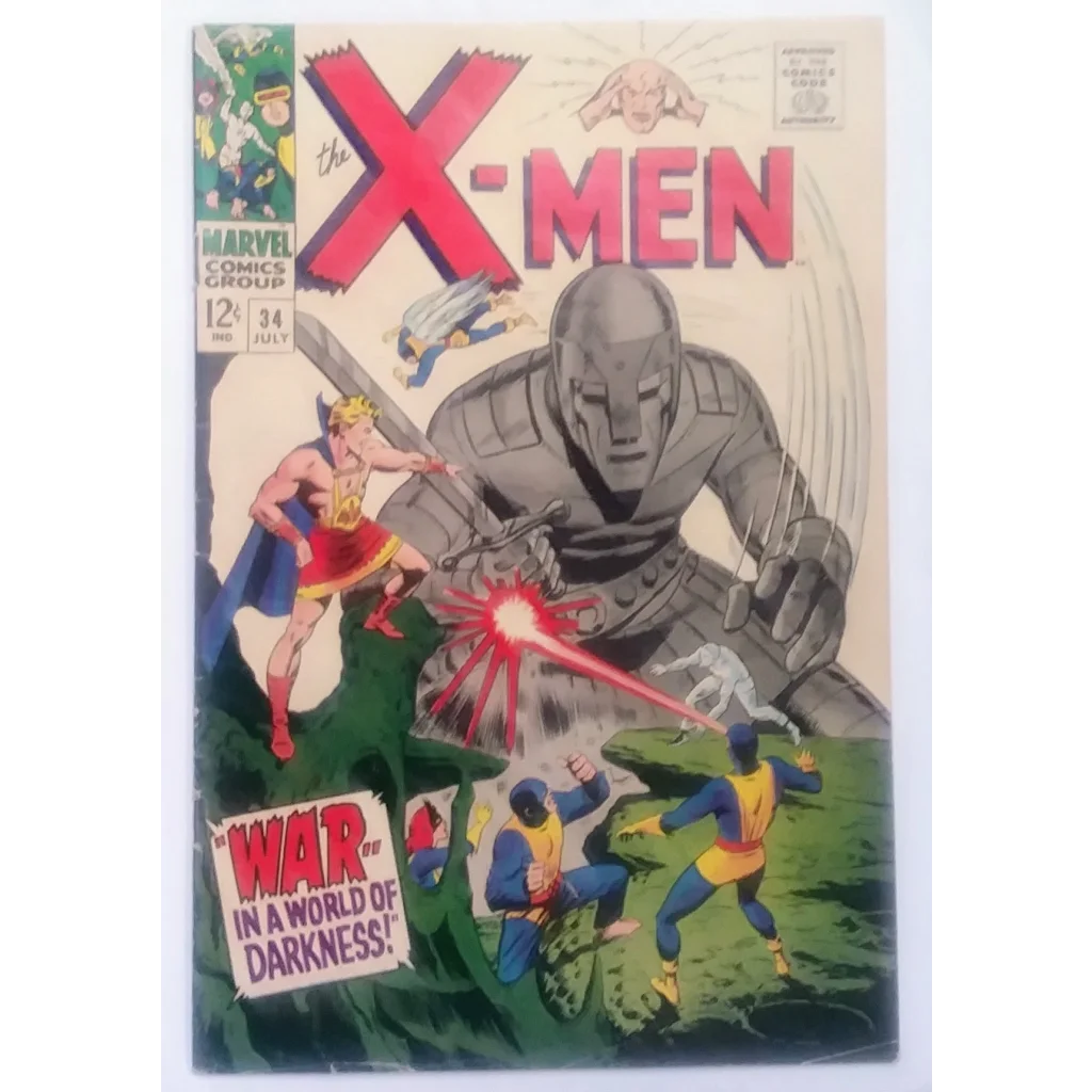 Vintage Marvel Comics X-Men Issue 34 in VG- condition with metallic robot and mutants