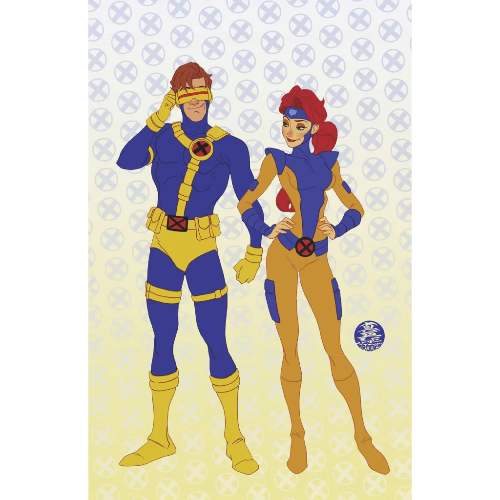 Stylized Mark Brooks animated-style Cyclops and Jean Grey X-Men virgin cover art
