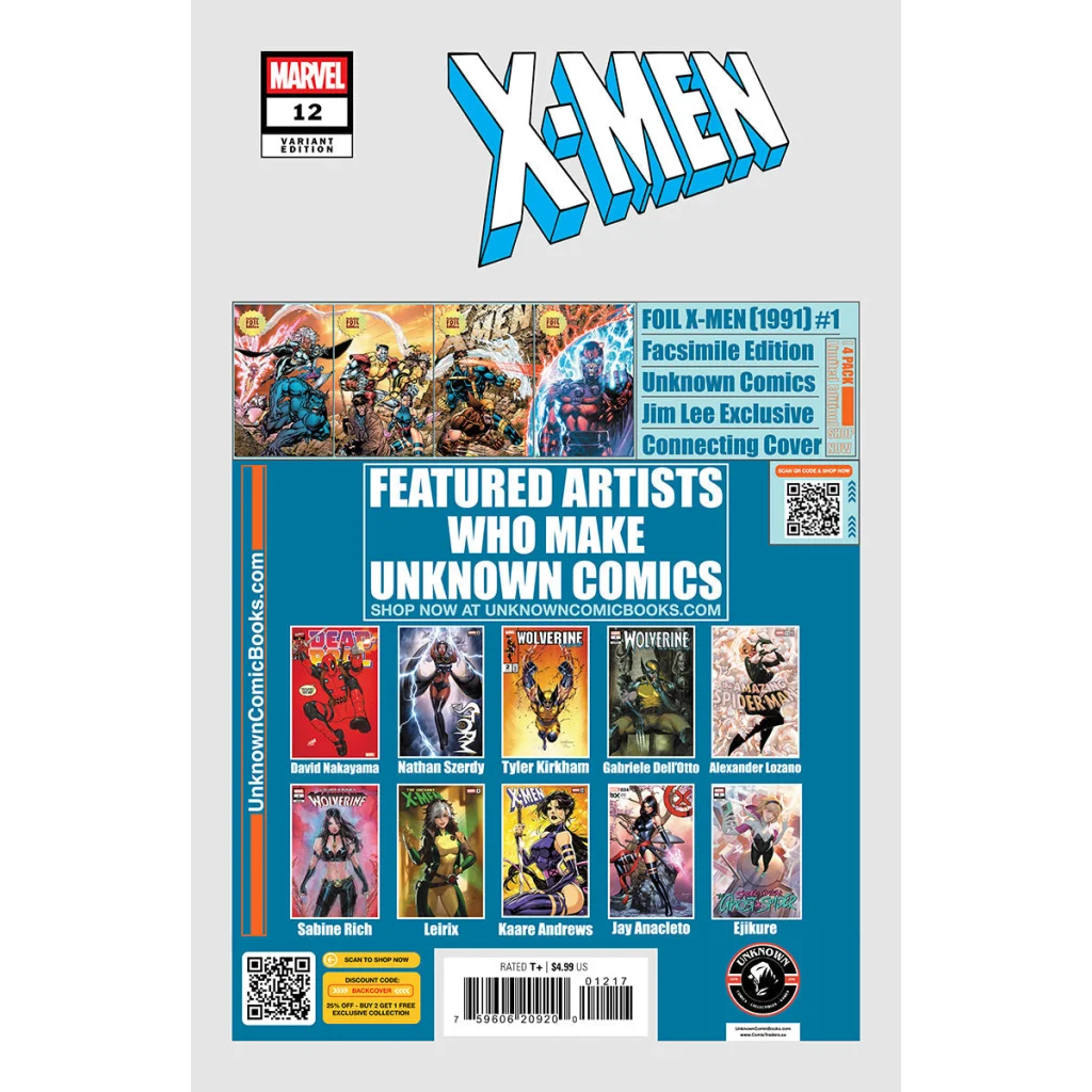 Comic book cover featuring X Men logo in vibrant blue and red by Tyler Kirkham