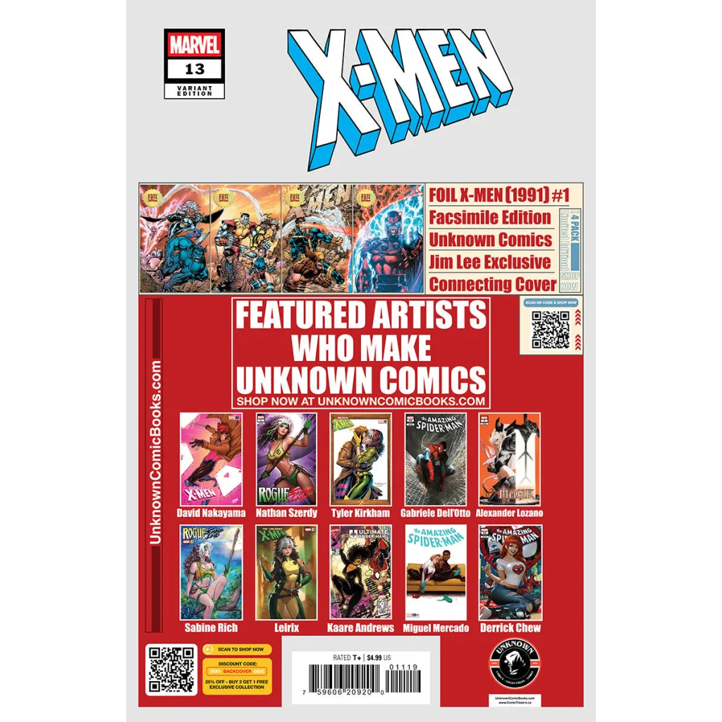 Comic book cover with X Men logo in blue and white, Miguel Mercado art, exclusive variant