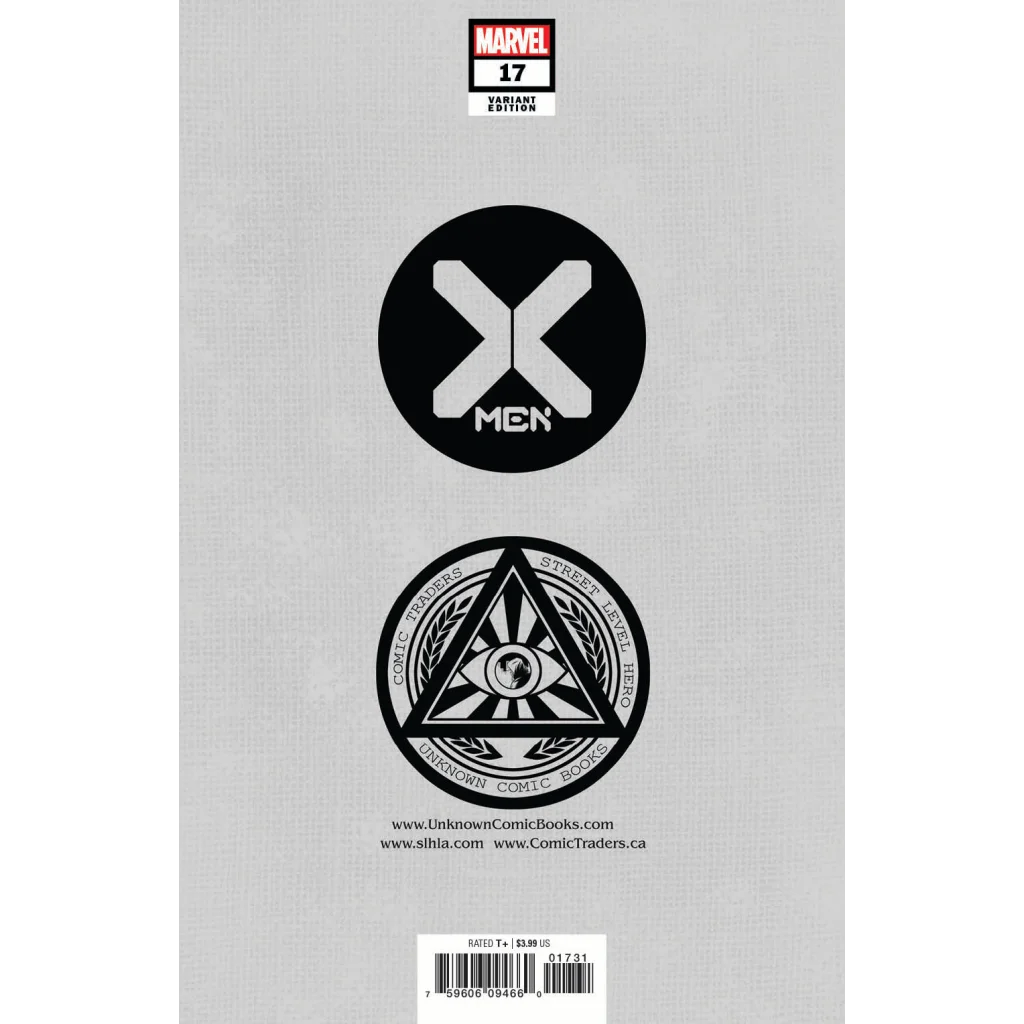 Back cover of X-Men #17 Storm The Empire comic with logos and barcode