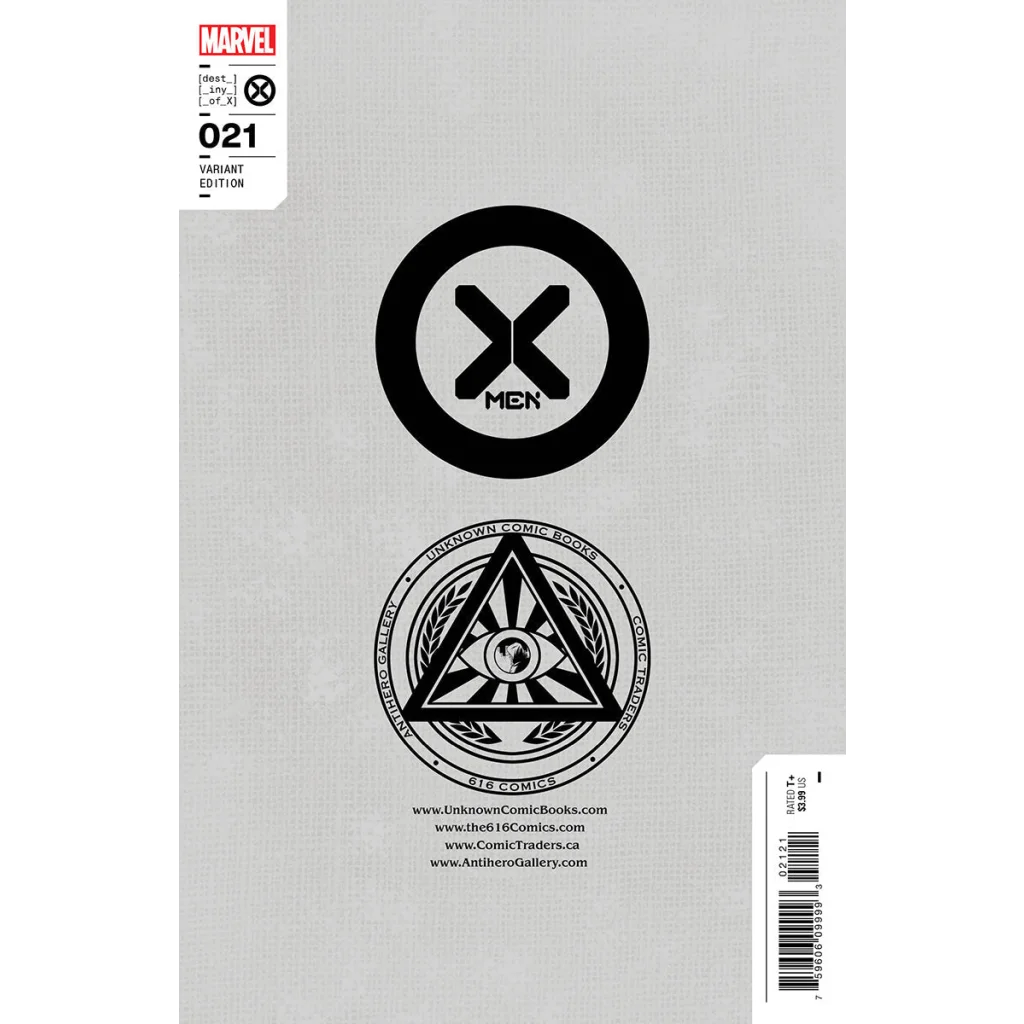X-Men #21 Juggernaut Variant Cover with two bold circular logos on the comic book