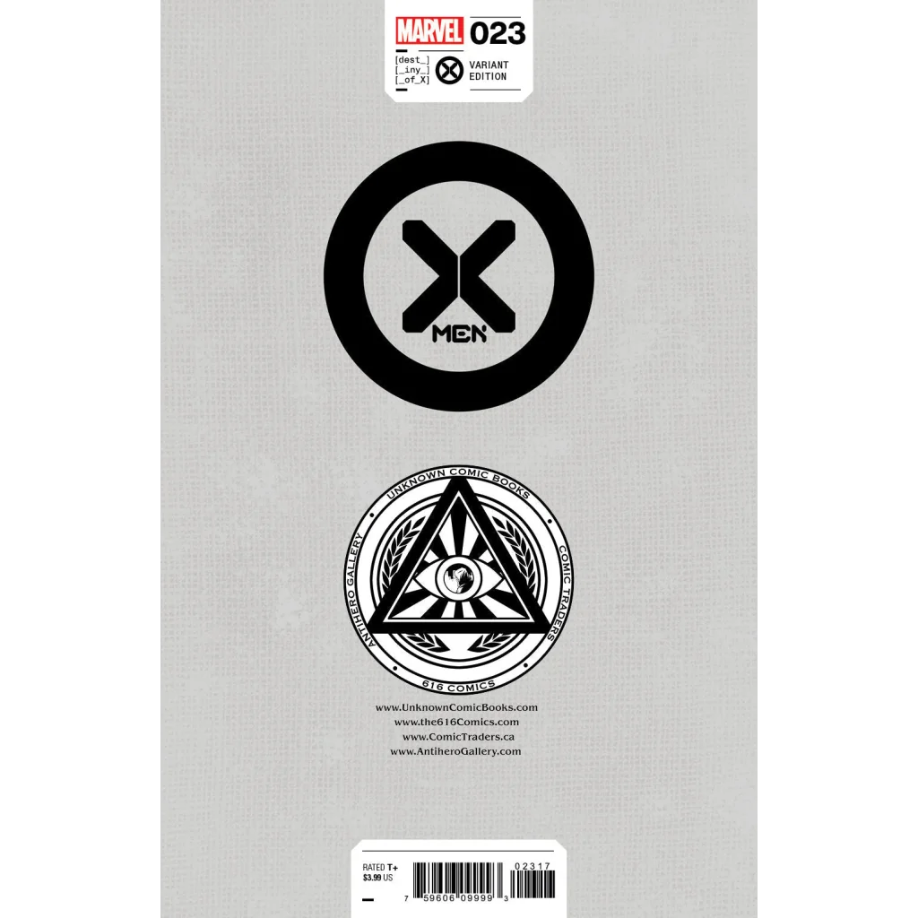 Comic book with gray cover, Marvel X-Men logo, and eye-in-pyramid design