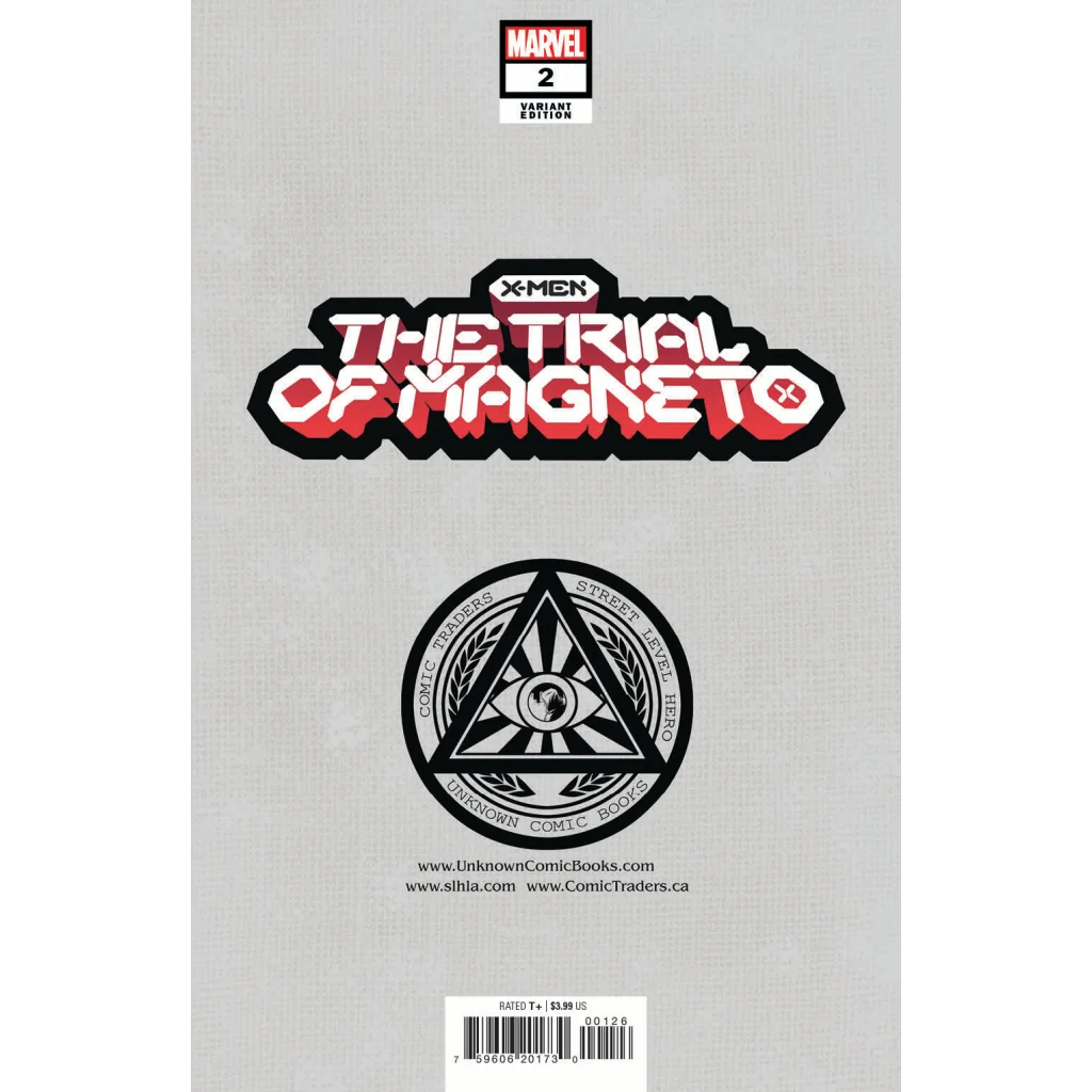 Comic book with gray cover, title logo, and emblem from X-Men Trial of Magneto Issue 2