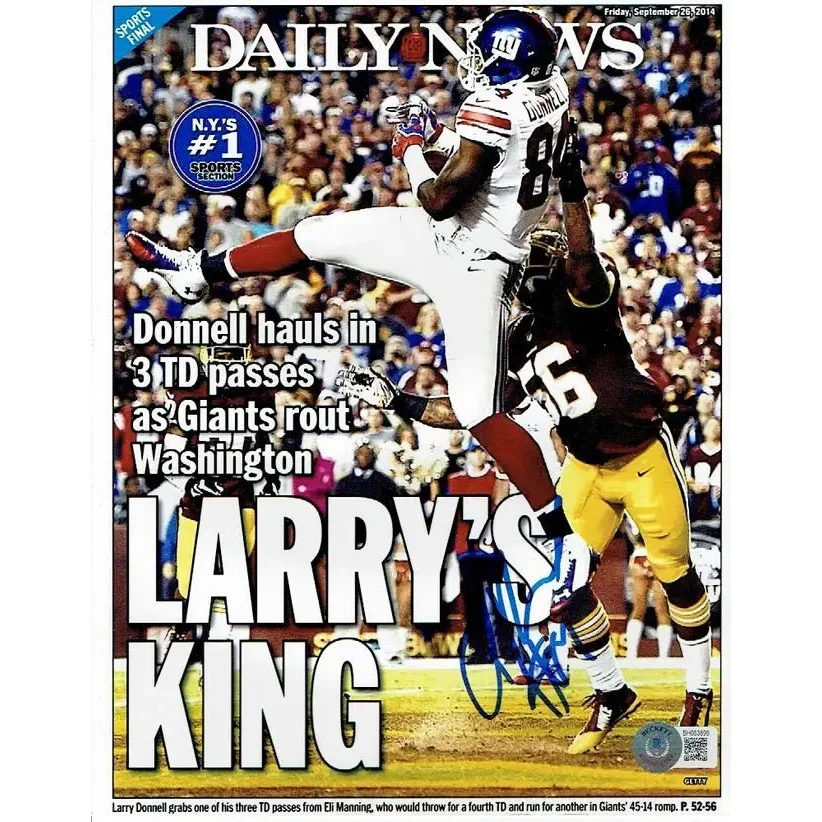 YORK GIANTS AUTOGRAPHED Giants autographed 8x10 photo of football player catching pass