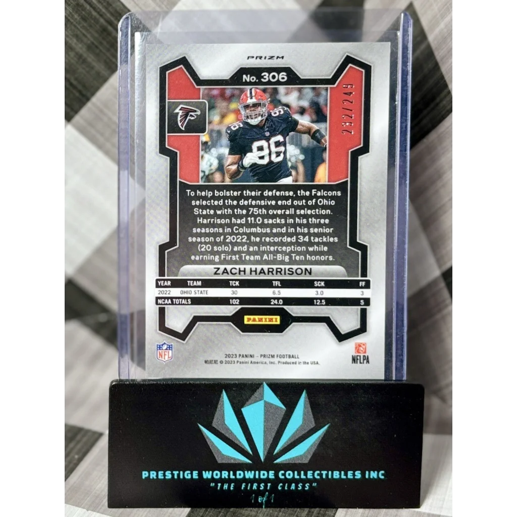 Zach Harrison gold framed card from Prestige Worldwide Collectibles