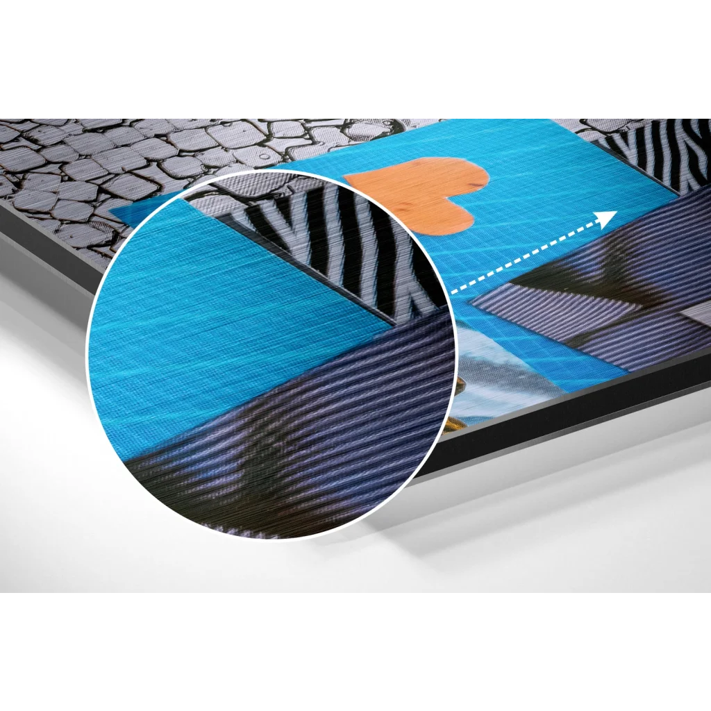 Vibrant zebra art on brushed aluminium dibond print
