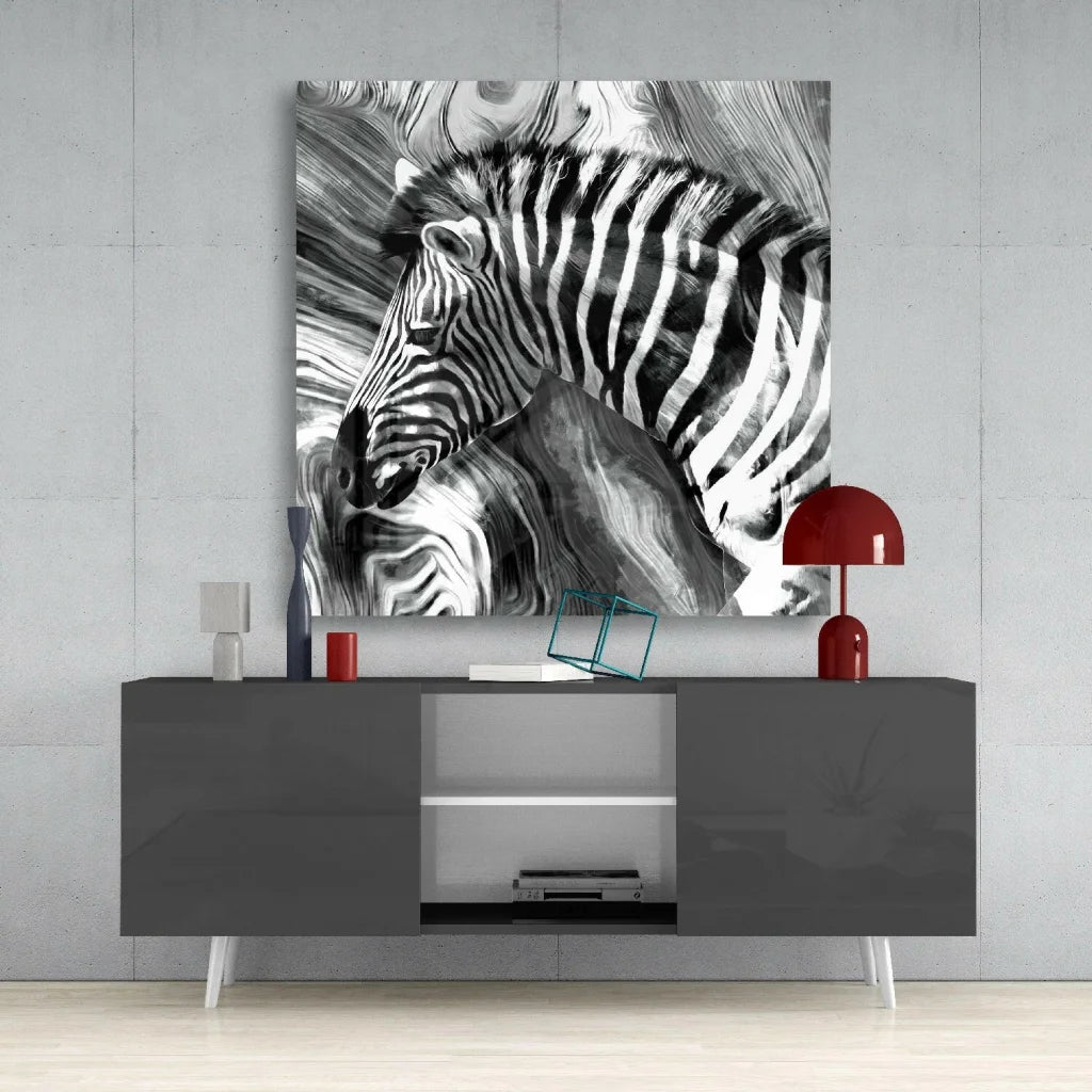 Stunning Zebra Glass Wall Art with Bold Abstract Stripes | Contemporary Home Wall Art | vintageantiquesgifts.com