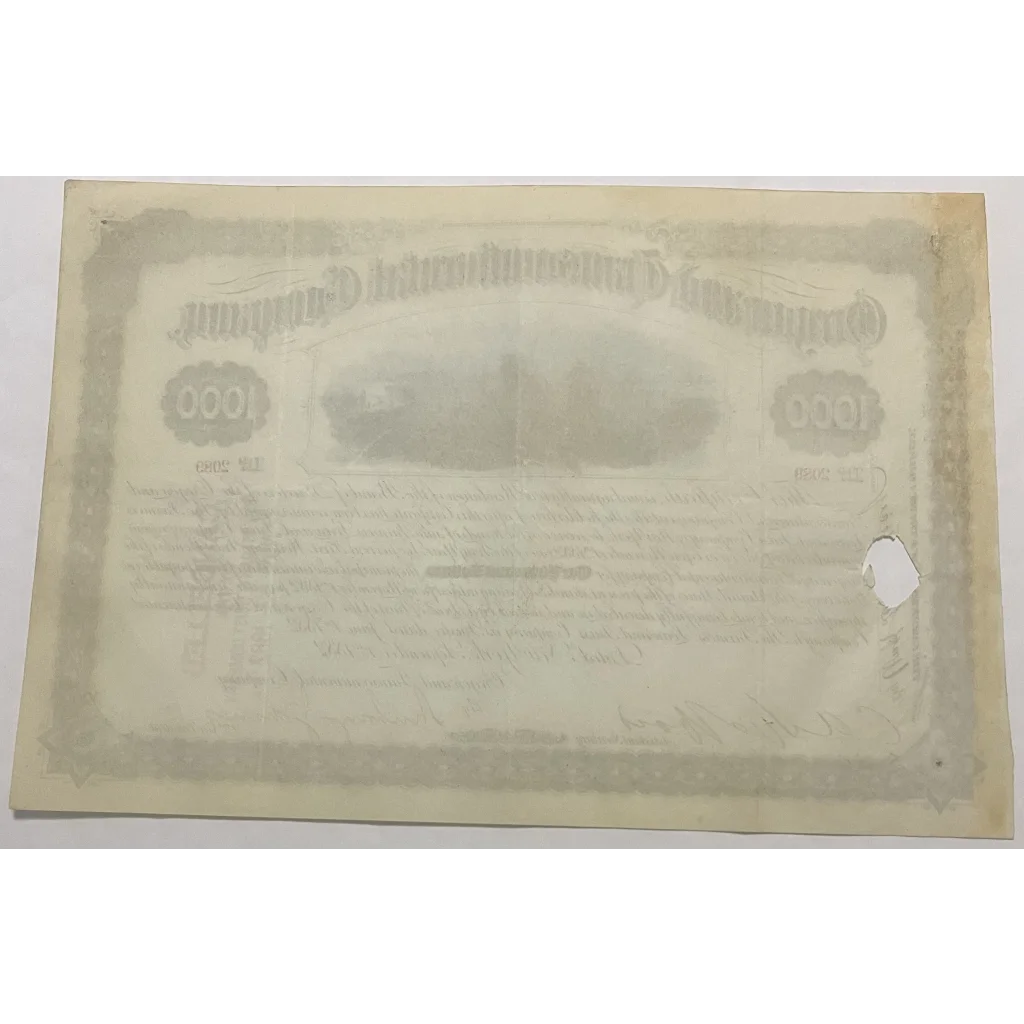 Faded Rare 1882 Oregon Railroad Gold Bond Certificate with ornate border design