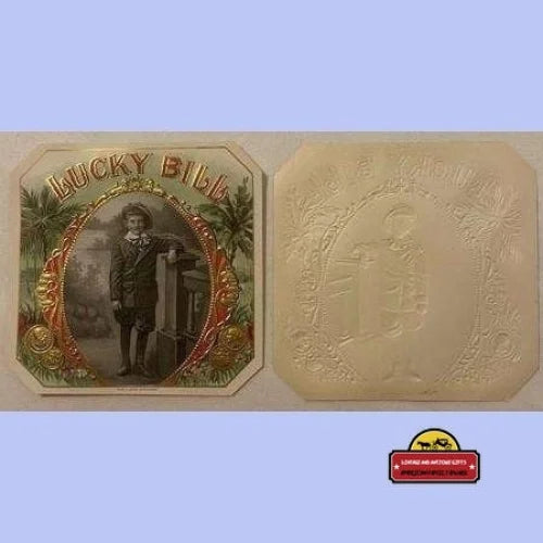 Antique Vintage Lucky Bill Embossed Cigar Label 1900s - 1920s Victorian Boy! Advertisements and Gifts Home page Label:
