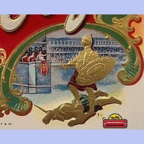 Antique Vintage Victory Embossed Cigar Label Roman Gladiator 1900s - 1920s Advertisements Tobacco and Labels