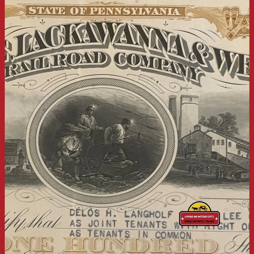 Vintage 1950s Delaware Lackawanna And Western Railroad Stock Certificate Advertisements and Antique Gifts Home page