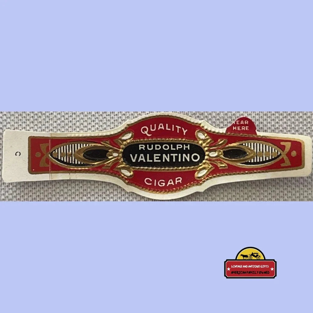 A 1920s silent film era cigar band featuring gold embossed celebrity artwork from the Roaring Twenties