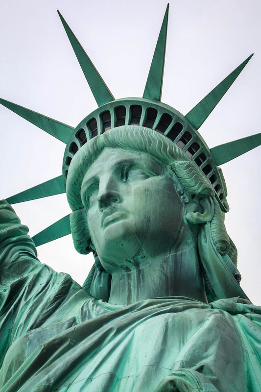 Green Statue of Liberty symbolizing American Dream in 19th century