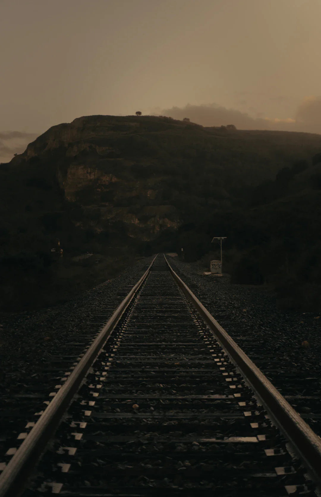 Railway track receding into distance during railroads golden age