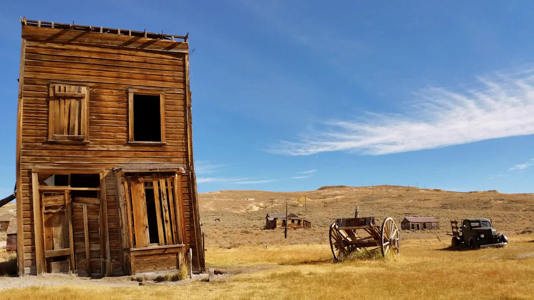 Abandoned wooden building on the American frontier symbolizing rugged individualism
