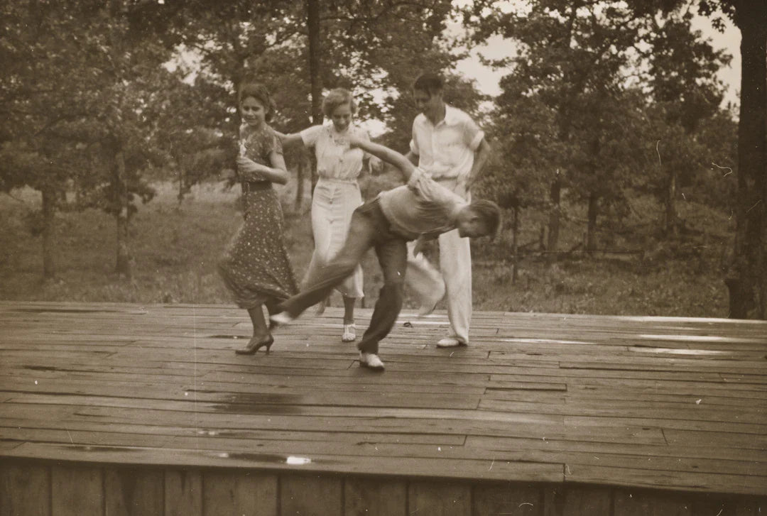 Roaring twenties wooden dock with planks and railing