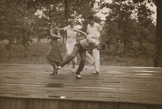 Roaring twenties wooden dock with planks and railing