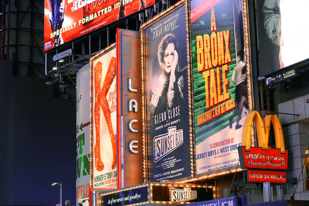 Illuminated theatrical billboards boosting brand recognition in industrial economy